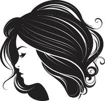 elegantie in monochroom vrouw gezicht logo mystiek schoonheid logo met een dames profiel in zwart vector
