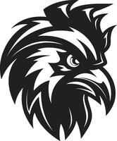 haan symbool met een twist strak zwart haan mascotte logo vector