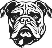 stoutmoedig en onverschrokken zwart logo met bulldog bulldog majesteit iconisch embleem in zwart vector