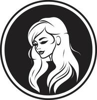 iconisch eenvoud vector icoon van zwart vrouw profiel in logo in monochroom mystiek elegantie zwart embleem met dames gezicht icoon in zwart monochroom