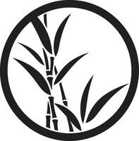 iconisch natuurlijk balans zwart bamboe fabriek embleem zen tuin charme zwart logo met bamboe fabriek vector