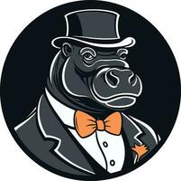 gestileerde zwart nijlpaard embleem nijlpaard in sereen vector