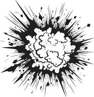 pow actie Ingepakt grappig explosie ontwerp iconisch boom zwart embleem ontwerp vector