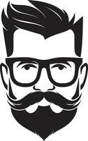 wijnoogst gevoel zwart vector portret van hipster koel barista's droom monochroom kunst vieren hipster stijl