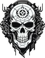 cyber gotisch schedel icoon de mengsel van tijdperken abstract robo schedel een digitaal odyssee vector