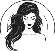 elegant charme zwart logo met een dames gezicht icoon in monochroom iconisch eenvoud vector icoon van zwart vrouw profiel in logo in monochroom
