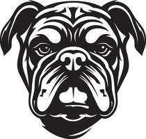 bulldog majesteit iconisch embleem in zwart monochromatisch macht zwart bulldog vector icoon