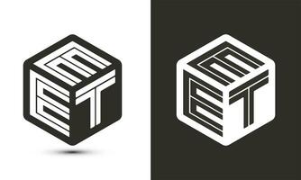 eet brief logo ontwerp met illustrator kubus logo, vector logo modern alfabet doopvont overlappen stijl.