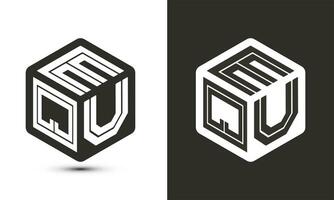 equ brief logo ontwerp met illustrator kubus logo, vector logo modern alfabet doopvont overlappen stijl.