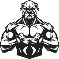voortreffelijk sportief kunst bokser hond in zwart vector mascotte spier zwart logo met atletisch bokser