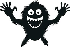monster magie zwart logo ontwerp met icoon zwart en stoutmoedig tekenfilm monster vector symbool