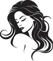 mystiek verleiden zwart logo van een dames gezicht elegant silhouet zwart logo met vrouw gezicht icoon vector