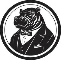 minimalistische nijlpaard logo ontwerp gestileerde zwart nijlpaard embleem vector