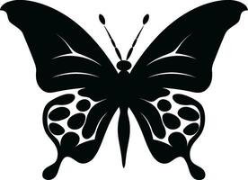 majestueus fladderen vlinder symbool in zwart gebeeldhouwd genade in noir vlinder logo vector