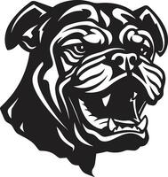 majestueus mascotte bulldog logo hond elegantie in monochroom zwart vector icoon