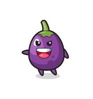 aubergine cartoon met zeer opgewonden pose vector