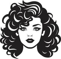 gekruld sloten een embleem van schoonheid in vector inkt zwart gekruld golven een haar- logo ontwerp