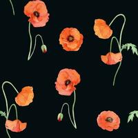 waterverf naadloos patroon met hand- getrokken zomer helder rood papaver bloemen. geïsoleerd Aan kleur achtergrond. ontwerp voor uitnodigingen, bruiloft, liefde of groet kaarten, papier, afdrukken, textiel vector