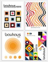 bevat abstract kunst reeks in bauhaus stijl, decoratief modern kunst, vector illustratie poster. afdrukken, tentoonstelling affiches, architectuur afdrukken, galerij muur kunst set, kantoor muur kunst, modern afdrukken,