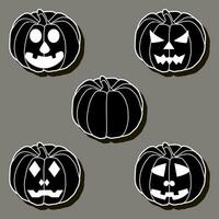 illustratie Aan thema sticker voor viering vakantie halloween met oranje pompoenen vector