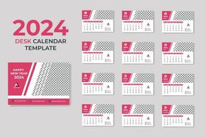 creatief en schoon bedrijf bureau kalender 2024 afdrukken sjabloon vector pro