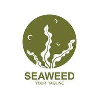 zeewier logo ontwerp, onderwater- fabriek illustratie, schoonheidsmiddelen en voedsel ingrediënten vector