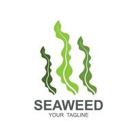 zeewier logo ontwerp, onderwater- fabriek illustratie, schoonheidsmiddelen en voedsel ingrediënten vector