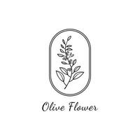 minimalistische olijf- bloem logo ontwerp idee met kader vector