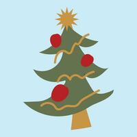 Kerstmis bomen, dennen voor groet kaart, uitnodiging, banier, web. nieuw jaren en Kerstmis traditioneel symbool boom met slingers, licht lamp, ster. winter vakantie. pictogrammen verzameling vector