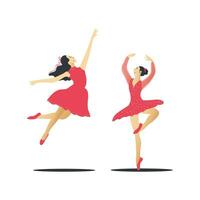 ballet danser in rood jurk. vector illustratie in vlak stijl.