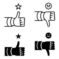 hand- duim omhoog en duim naar beneden tevredenheid icoon reeks vector