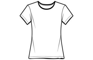 t-shirt schets vector vrij geïsoleerd Aan een wit achtergrond, een wit t-shirt met een zwart trimmen