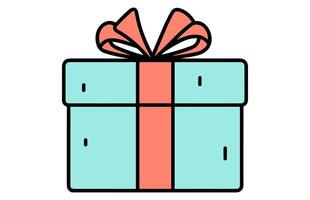 geschenk vlak ontwerp partij icoon, verpakt verrassing pakket voor Kerstmis of verjaardag feest. vector