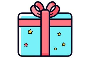 geschenk vlak ontwerp partij icoon, verpakt verrassing pakket voor Kerstmis of verjaardag feest. vector