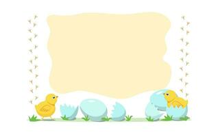 kader, banier kippen en eieren. tekenfilm kip en kip ei. voedsel, gezond aan het eten. wereld ei dag. eierschaal. kalligrafische inscripties. vector