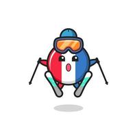 frankrijk vlag badge mascotte karakter als skiër vector