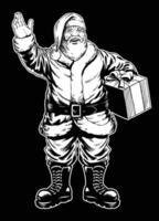 wijnoogst illustratie van de kerstman claus Holding geschenk doos wijnoogst vector