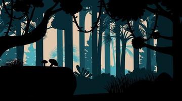 silhouet jungle landschap achtergrond vector