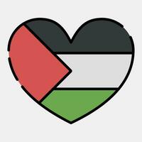 icoon hart vorm Palestina vlag. Palestina elementen. pictogrammen in gevulde lijn stijl. mooi zo voor afdrukken, affiches, logo, infografieken, enz. vector