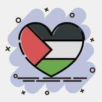 icoon hart vorm Palestina vlag. Palestina elementen. pictogrammen in grappig stijl. mooi zo voor afdrukken, affiches, logo, infografieken, enz. vector