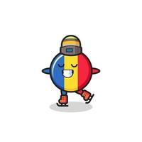 Roemenië vlag badge cartoon als een schaatser die presteert vector