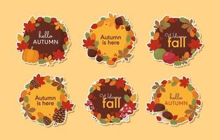 set herfst bloemenkrans stickers vector