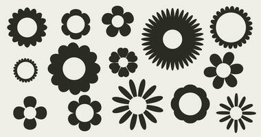 retro wijnoogst y2k stijl bloem set. reeks van abstract bloemen kunst. vector illustratie.