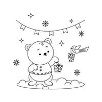 polair beer, tekenfilm karakter, kleur boek voor kinderen, ontwerp voor nieuw jaar en Kerstmis vakantie vector