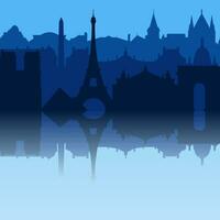 Parijs stad horizon. silhouet stad Parijs Frankrijk blauw achtergrond. vector illustratie