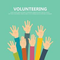 vrijwilligerswerk concept. hand- verheven omhoog. vlak vector illustratie