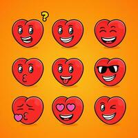 illustraties van emoticons, harten, plezier, collecties, grappig. vector
