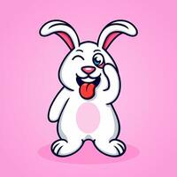 tekenfilm konijn spottend ,plezier, grappig, schattig, koel. vector