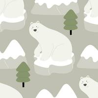 naadloos patroon met arctisch en antarctisch dieren, decor elementen. tekenfilm karakter - polair beer. kleurrijk vector vlak voor kinderen. hand- tekening. baby ontwerp voor kleding stof, afdrukken, wikkel, textiel