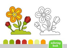 kleur boek voor kinderen bloem bladzijde sjabloon vector illustratie